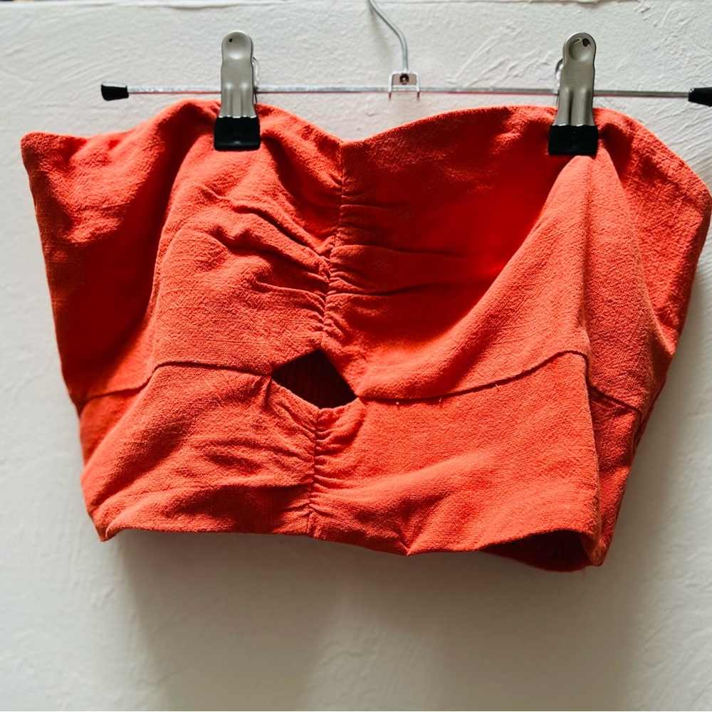 Vibrant Orange Strapless Top